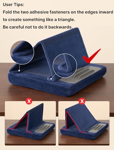 JSAUX Tablet Pillow Stand, Tablet Stand Holder Dock for Lap, Bed and Desk Compatible with iPad Pro 11 10.5 9.7 10.2 Air Mini, Kindle, Tablets, Phones, E-Reader, Books and More 4-11'' devices Navy Blue - color: Navy Blue