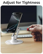 COOPER Mag360, Desktop MagSafe Stand for iPhone 17 Pro Max (16/15/14/13/12), Magnetic Phone Holder for Desk, 360° Rotating, Height Adjustable, Magnetic Phone Stand for Desk, with Metal Ring (White) - color: Cream White