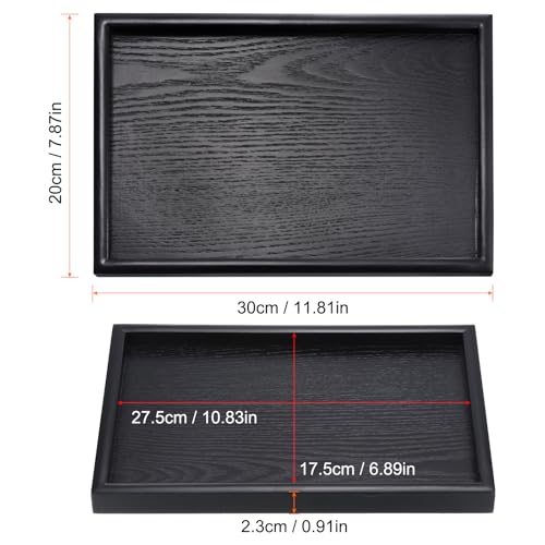 PATIKIL Wood Serving Tray 12x8 Inch Outer Base, Rectangular Decorative Platter for Home Decor Kitchen Table Candle Holder, Black - size: 12x8 Inch