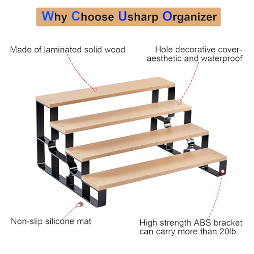 Perfume Organizer for Women,4 Tier Makeup Organizer for Bathroom Decor,Spice Rack for Kitchen,Cologne Stand, Bathroom Countertop Organizers,Display Shelf (Brown,Width=14") - color: Brown, size: 4 Tiers-width=14"