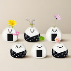 12 Pcs Cute Handmade Mini Flower Vase, Ceramic Rice Ball Japanese Onigiri Miniature Vases for Home Room Table Decoration Japanese Craft Gift