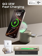 MFI Certified by Apple, 4 in 1 Magsafe Wireless Charging Station, Qi2 15W Magsafe Charger for iPhone 17/16/15/14/13/12 Series, iWatch, Airpods, iPad, 65W Charger Included (Sand, 4 in 1) - color: Sand