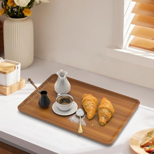 XZHXFX Bamboo Vanity Tray, Decorative Tray for Counter, Coffee Table, Kitchen, Bedroom (Large) - size: 14.2" x 9.8" x 0.6"