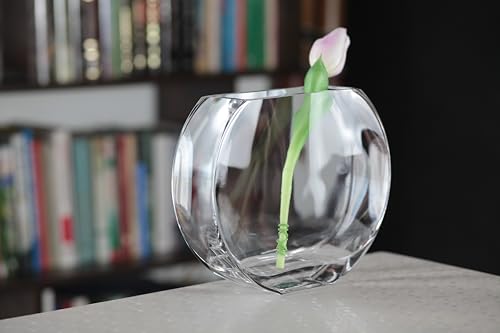 Glass - Vase - Round - Classic Clear - 9.25" Long - Heavy Durable - Made in Europe - by Barski