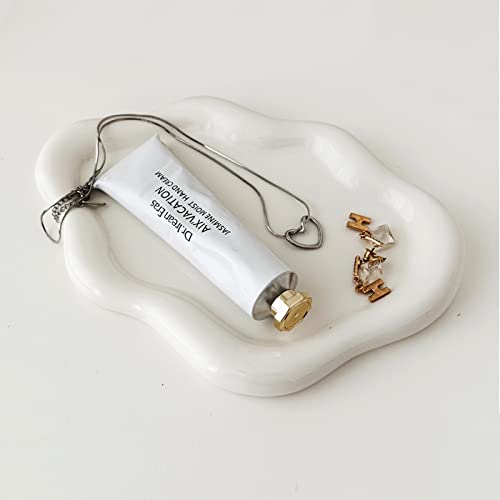 Jewelry Dish Trinket Tray for Women, Ring Dish Holder, Unique Cloud Shape Ceramic Plate Cute Things Vanity Aesthetic Room Decor Mother's Day Birthday (White) - color: White
