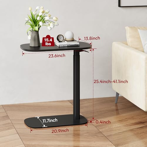 SANODESK Adjustable Overbed Bedside Table Pneumatic Adjustable Height Laptop Computer Standing Desk Cart with Tray, Hospital and Home Use(23.6" W x 13.8" D,Black) - color: Black, size: Xsmall