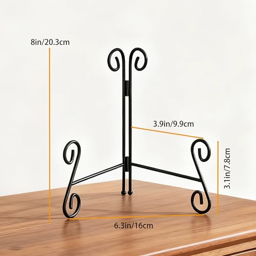 Plate Stand, 8 Inch Plate Holder Display Stand 2 Pack, Black Metal Picture Stand Picture Frame Easel for Home Office Exhibition Reception - size: 8 Inch - 2Pack