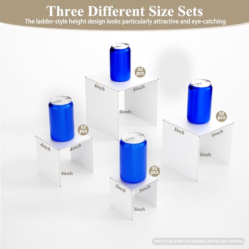 Matte Metal Display Stand, 8 Pcs 2 Set Display Risers for Display, Metal Rectangular Display Shelf Holders for Showcase, Dessert, Perfume, Vendor Events, Cupcake Stands, Toys Display Shelves ( White, 3''x4''x5"x6" ) - color: White, size: 3''x4''x5"x6"