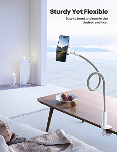 Lamicall Phone Holder Bed Gooseneck Mount, Cell Phone Clamp Clip for Desk, Flexible Long Arm Headboard Bedside Lazy Bracket, Overhead Table Stand Grey - color: Grey