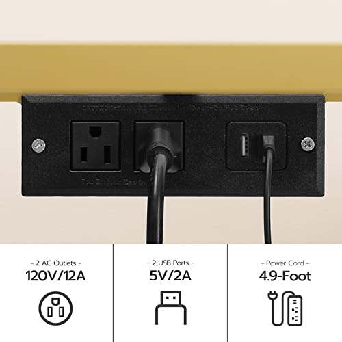 HOOBRO TV Stand with LED Lights and Power Outlets for TVs up to 75", Modern 70.9 Inch Tempered Glass TV Console Table with Open Shelves, Media Entertainment Center for Living Room, Gold GD185UDS01 - size: 70.9 Inch