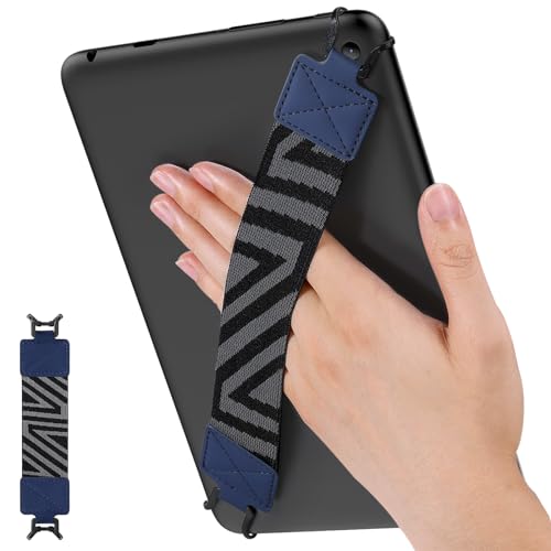 MoKo Security Hand-Strap for 9-11 Inch Tablets, iPad Pro/Air/Kindle Fire HD/Samsung - High-Elasticity Versatile Hand Strap, Lightweight Finger Grip Holder, Indigo - color: Indigo, style: Patterned Strap