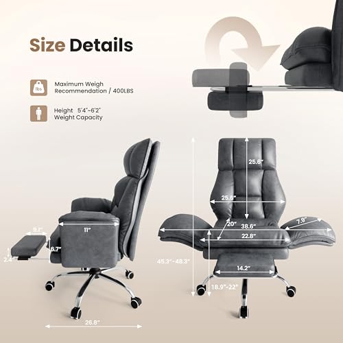 Big and Tall Office Chair, Flip Armrests for Pets & Cross Legged Sitting, Executive Ergonomic Computer Gaming Chair with Foot Rest, Teddy Fleece Wide Seat Reclining Desk Chair, White Vanity Chair - color: White