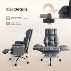 Big and Tall Office Chair, Flip Armrests for Pets & Cross Legged Sitting, Executive Ergonomic Computer Gaming Chair with Foot Rest, Premium Tech Fabric Wide Seat Reclining Desk Chair - color: Grey
