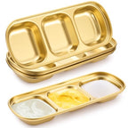 Teenyyou 4 Pcs DIY Esthetician Bowls Face Mask Tray Esthetician Supplies Stainless Steel Gold Compartment Serving Tray Women Skincare Products for Spa Salon Aesthetician Beauty, Nail Art (Medium) - color: Gold, size: Medium