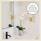 CG Hunter Faux Phale White Orchid Plant, Set-of-2 Premium Artificial Indoor Flower Display Stands 22”, Beautiful Sculptural Blooms that Lasts Forever, Planter Pot Included - size: 22" White Phale Orchid (Set-of-2)
