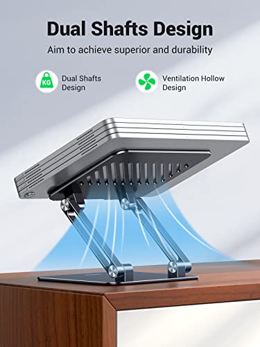 UGREEN Tablet Stand Holder for Desk Dual Rod Support Aluminum Tablet Holder Adjustable Multi-Angle Home Office Accessories Compatible with iPad Pro 13 12 11 10.5 Air Mini 5 4 3 2 Phone E-Reader Black - color: Black