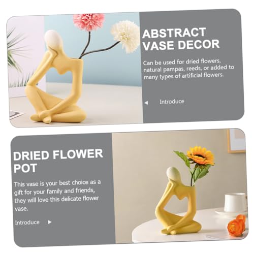 PRETYZOOM Minimalist Abstract Thinker Vase Ceramic Flower Pot for Home Decor Tabletop Decoration Modern Living Room and Office