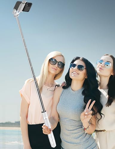 71" Cell Phone Selfie Stick Tripod, Smartphone Tripod Stand with Remote, Extendable Travel Phone Selfie Stick Compatible with iPhone 17/16/15/14/13 Pro Max Gopro Android DJI (White) - color: White, size: A-[70.86Inch＆Reinforced Stability]