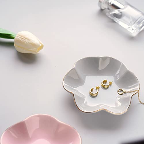 HANKOR 4.7 inch Small Ring Dish, Ceramic Jewelry Holder Tray, Gray Catch All Trinket Bowl for Keys Rings Earrings - color: Gray