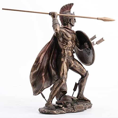 VERONESE DESIGN 8.5" Tall King Leonidas Greek Warrior of Sparta Cold Cast Bronzed Resin Sculpture Statue - size: 8.5inch