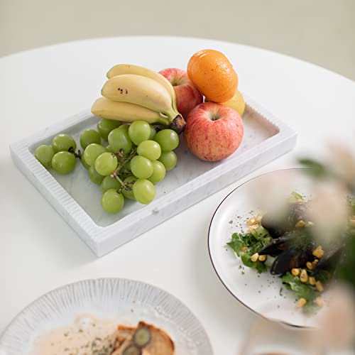 JIMEI Marble Vanity Tray Guest Towel Holder Tray for Bathroom, Coffee Table Tray for Living Room Bathroom Hand Towel Tray, Napkin Holder for Bathroom,White Marble Tray - color: Engraving Tray