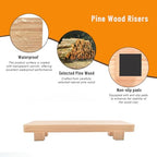 Pine Wood Riser for Home Decor, Small Plant Stands, Decorative Risers, Pedestal Stand, Rustic Wooden Trays for Kitchen Counter (10.6x3.9x1.9 inches Small)