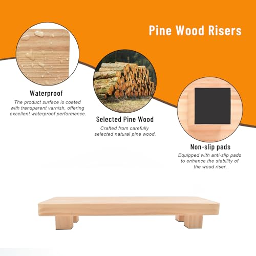 Rustic Wood Riser for Home Decor, Small Plant Stand, Decorative Wood Pedestal (10.6x3.9x1.6 inches)