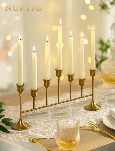 NUPTIO Candlestick Holders for Taper Candles: Gold Candelabra for Candle Sticks - Brass Long Candleholders for Christmas Birthday Party Fireplace Table Centerpiece - color: Brass, size: 1 pc