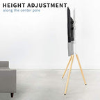 VIVO Artistic Easel 45 to 65 inch LED LCD Screen, Studio TV Display Stand, Adjustable TV Mount with Swivel and Tripod Base, White Bracket, Light Wood Legs, STAND-TV65AW - color: White - Wood