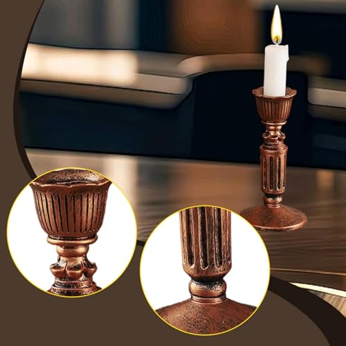 Vintage Candle Holder Retro Candelabra Floral Decorative for Desktop Dining Room Living Room Anniversary Special Events, M