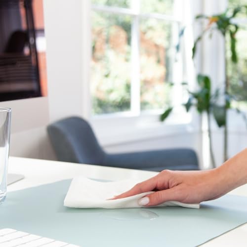 Smead Desk Pad, Vegan Leather Desk Mat with Non-Slip Faux Suede Backing, Perfect Desk Organizer for Office Decor, 36” x 17” Large, Superior Blue (64830) - color: Blue, size: 17" x 36"