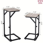 5-Level Adjustable C-Shaped End Table, Small Side Table for Couch, Sofa TV Tray Table for Living Room, Bedroom, Bedside ET-ZA-GYW1 - color: Greige