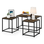 Furinno Camus Modern Living Room Coffee Table with 2 End Tables Set, Columbia Walnut - color: Columbia Walnut, size: 3 in 1