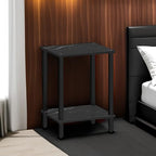 TUTOTAK End Table, Side Table, Nightstand, 2-Tier Storage Shelf, Sofa Side Table for Small Space, Living Room, Bed Room TB01BMK034 - color: Marble Black