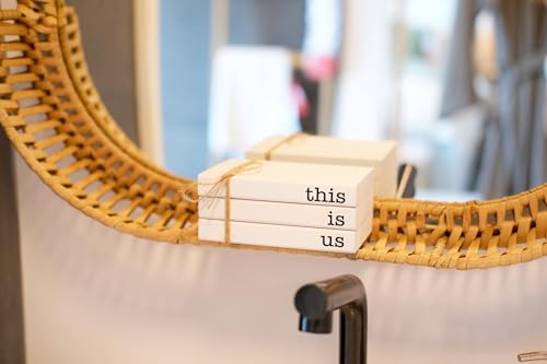 Mini Decorative Books for Tiered Tray Decor - Faux Wooden Books for Coffee Table Decoration - Farmhouse Shelf Decor - This is Us Sign - color: This is Us