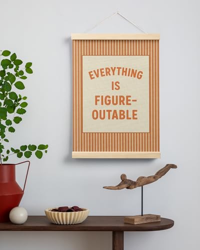 FGFK Everything Is Figureoutable Positive Affirmations Wall Art Poster Hanger Frame, Retro Orange Inspirational Canvas Prints Framed Wall Decor for Office Classroom Home Bedroom, 12x16 Inch - color: Retro Orange