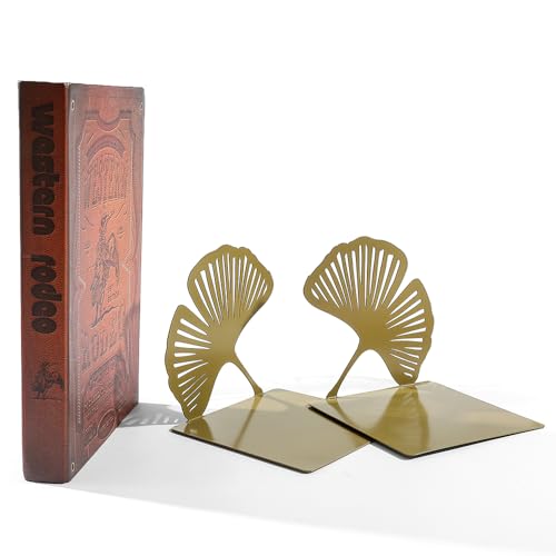 Ginkgo Leaf Metal Bookend, Botanical Leaf Veins Heavy Duty Book Stand, Home and Office Bookshelf Decorative End of The Book (Big Ginkgo Leaf) - color: Big Ginkgo Leaf