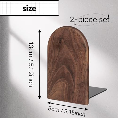 Book Ends for Shelves Heavy Duty Books Bookend Book End Decorative Wooden Book Holders Book Stopper for Shelves Coolest Shelf Bookends for Kids Books Shelf Holder Organizer Accessories (Walnut 1 Pair)