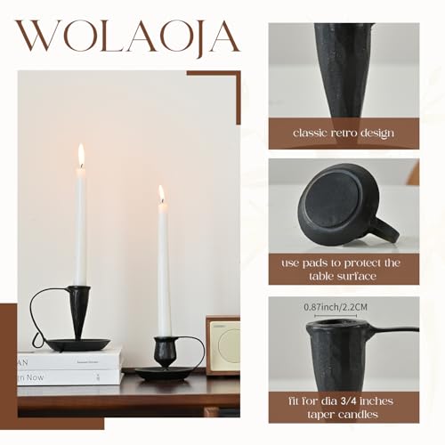 Set of 2 Vintage Candle Holders, Black Candle Sticks Holder Decor, Modern Decorative Tapered Candlestick Holders Centerpiece for Dining Table Centerpiece, Party Decor - color: Black