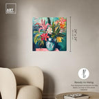 Art Remedy Vase Of Tropical Flowers Gallery Wrapped Flowers In Vase Paintings, 24" x 24", Gallery Wrapped - color: Gallery Wrapped, size: 24"L x 24"W