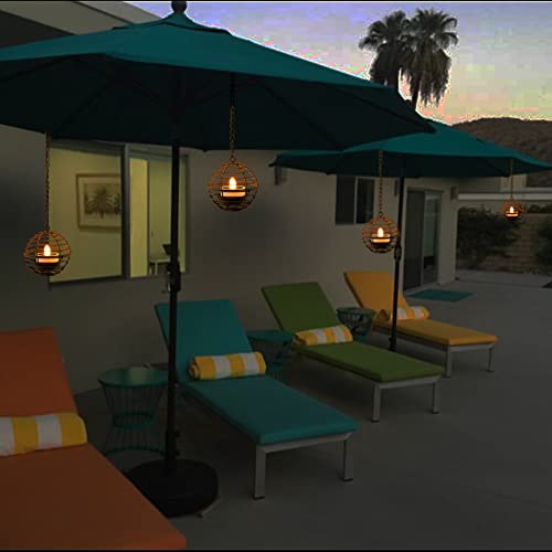 Solar Hanging Lanterns Outdoor Waterproof, Rust Iron Ball Candle Holder with Flickering Solar Powered Tea Lights, Perfect Chargeable Solar Lights for Backyard Patio Garden Fence Tree Decoration-4Pack - style: 4PK Hanging Lights