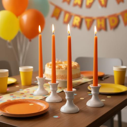 10 Inch Taper Candles Handmade Set of 4 – Unscented Tapered Candles in Orange, Candlesticks Smokeless Candle Sticks for Wedding, Home Decor, and Dinner Table - color: Citrus Scented 4PC