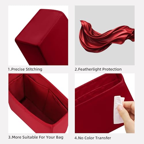 DGAZ Silk Purse Organizer Insert For LV Sac Plat Mini/BB/Medium bag，Silky Smooth Bag Organizer，Luxury Handbag & Tote Shaper(Rouge Cassque,BB) - color: Rouge Cassque, size: BB