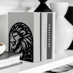 Peacoblue Metal Bookends for Shelves, Modern Decorative Heavy Duty Study Book Support Stoppers for Office, Desk, Shelf, Room 5.3"x4.3"x6.3" Cast Iron Simple Tall Bookends, 1 Pair (Leo Constellation) - style: Leo Constellation