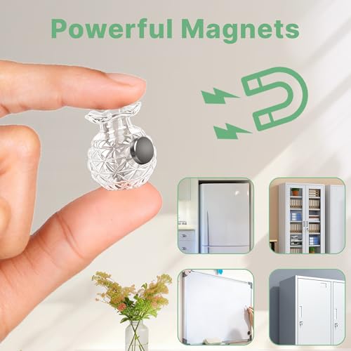 ZOYVUX Cute Mini Vase Magnets for Fridge, Tiny Plant Glass Vases with Flowers, Magnetic Refrigerator Decor for Kitchen, Office, Locker (5 Pack)