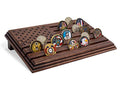 TESLYAR 6 Rows Military Challenge Coins Display Stand - Wooden Holder for 30-36 Coins - Solid Wood Display Rack for Desk - Army Collectible Challenge Coin Display Case - American Flag Design (Brown) - color: Brown