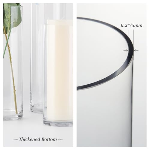 WGVI Quality Thick Weighted Tall Clear Cylinder Glass Vases, 4" W x 20" H, Flower Arrangement Floating Candle Holders Wedding Centerpieces Event Floral Container Tabletop Display Décor, 1 Piece - size: 4"x20"H