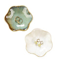 2PCS Lotus Leaf Shape Ring Holder Dish, Small Key Bowl, Ceramic Trinket Tray Jewelry Dish Organizing Necklace Earrings for Mom Friend Sister, All Jewelries Are NOT Included.White+Crystal Green. - color: White+Crystal Green-Lotus