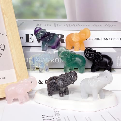 2 Inch Black Obsidian Crystal Elephant Sculpture Handcrafted Healing Stone Animal Figurine Spiritual Home Decor Lucky Charm Gift for Wealth Success Positive Energy and Meditation Lovers - color: Black Obsidian Elephant-02