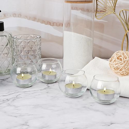 PINIWON 12pcs Clear Glass Tealight Candle Holder, Round Votive Candle Holders, Small Bowl Candle Holder Bulk for Wedding Table Centerpieces Home Decor - size: Small